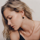 Annika Onyx 14k Gold Hoops