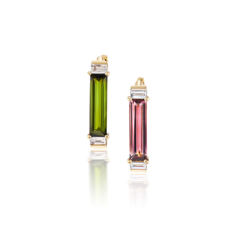 Ethereal Minimalist Tourmaline 14k Gold Huggies