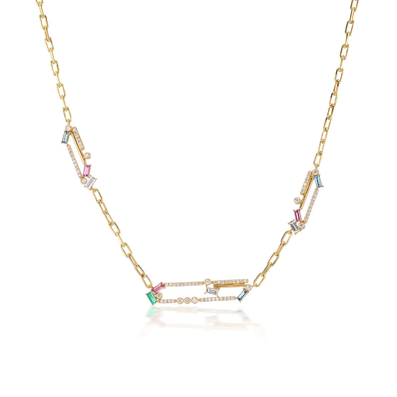 Ethereal Jeweled Paper-clip Necklace