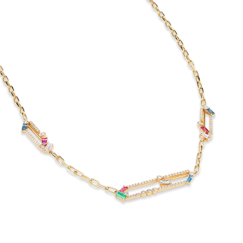 Ethereal Jeweled Paper-clip Necklace