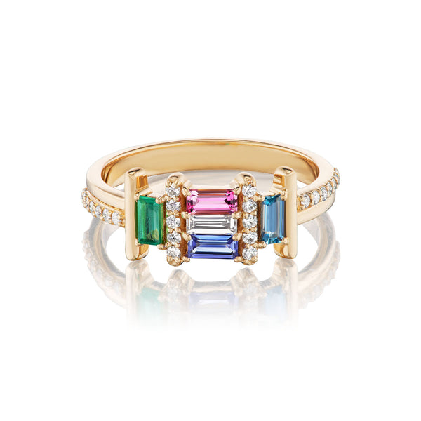 Ethereal Jardin Multi-Stone 14k Gold Ring