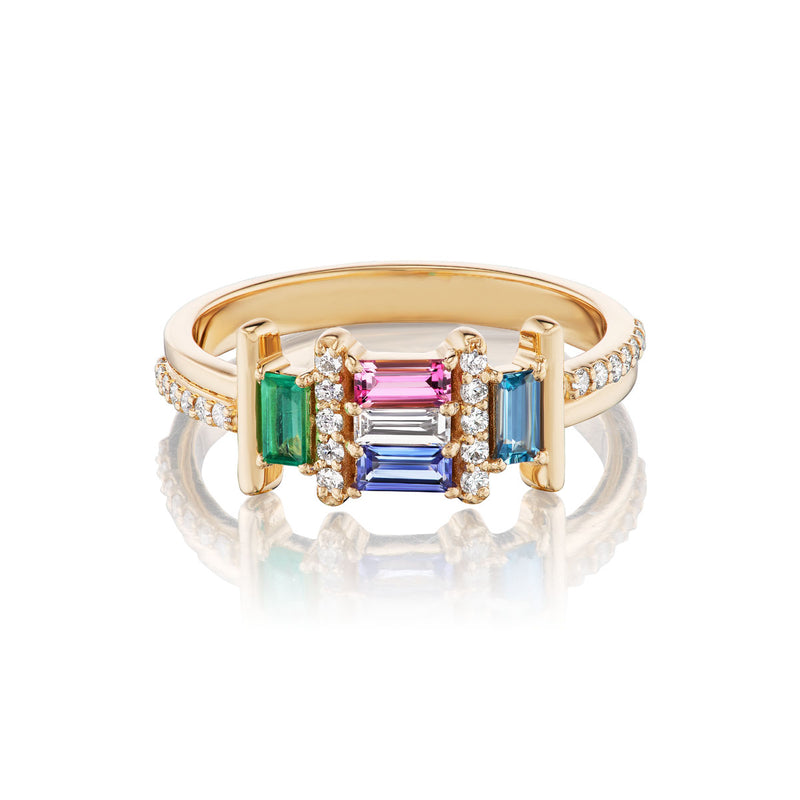 Ethereal Jardin Multi-Stone 14k Gold Ring