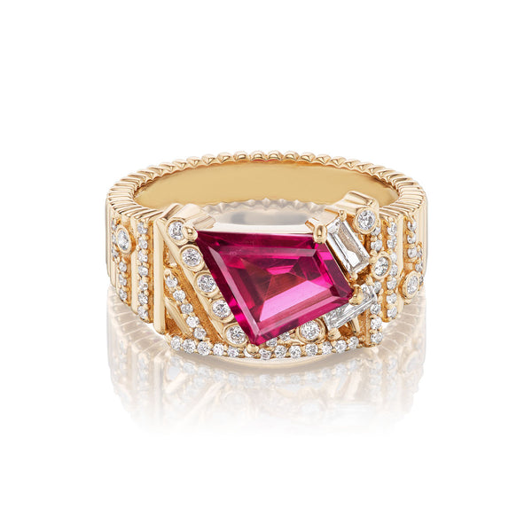 Ethereal Destiny Tourmaline and Diamond14k Gold Ring