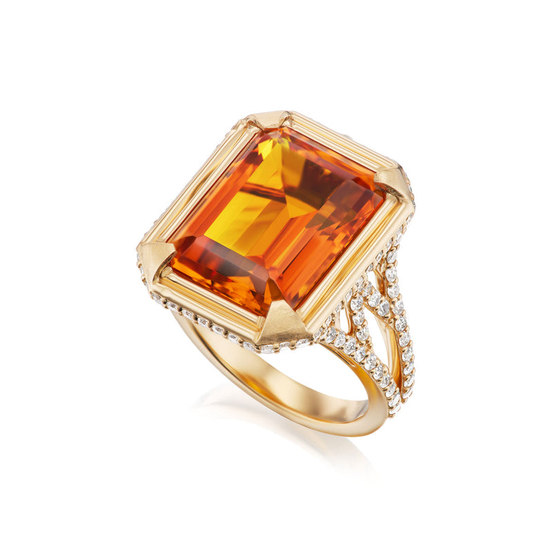 HOT Cocktail Ring Citrine Ring 14k Gold Saffron Citrine 14k Gold