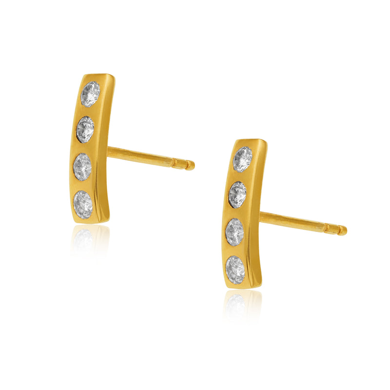 Praia Diamond 14k Gold Bar Earrings