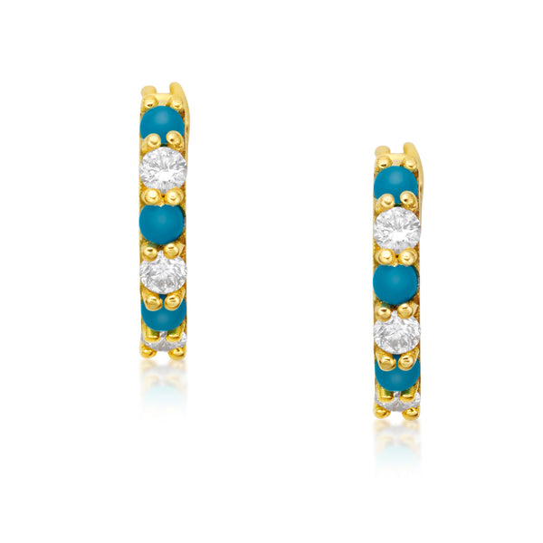 Turquoise and Diamond Huggies